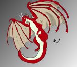  claws dragon female feral flying freya_(youmadsin) green_eyes horn red_skin ribbons scalie simple_background smile solo wings youmadsin 