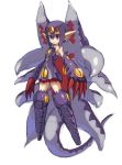  bare_shoulders boots claws commentary_request desco_(disgaea) disgaea full_body gloves hair_between_eyes horns makai_senki_disgaea_4 monster_girl pointy_ears purple_hair red_eyes short_hair simple_background solo tail tentacles thighhighs white_background yuusuke_(5yusuke3) 