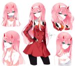  character_design cleavage darling_in_the_franxx horns naked pantyhose sheya uniform zero_two_(darling_in_the_franxx) 