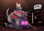  2018 aerodactyl anthro arched_back big_breasts breasts claws crowd duo_focus female fighting_ring group hi_res kneeling nintendo nipples nude open_mouth pok&eacute;mon pok&eacute;mon_(species) red_eyes restrained salazzle silhouette straddling toe_claws tongue tongue_out undeadkitty13 video_games voluptuous wrestling yellow_sclera 