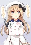  black_bow blonde_hair blue_eyes blue_sailor_collar blush bow commentary_request crying crying_with_eyes_open dress eyebrows_visible_through_hair feet_out_of_frame gloves grey_background hat hat_bow jervis_(kantai_collection) kantai_collection long_hair looking_at_viewer open_mouth sailor_collar sailor_dress sailor_hat school_uniform short_sleeves simple_background solo sou_(soutennkouchi) tears test translated trembling twitter_username white_dress white_hat 