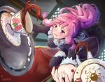  cup fire_emblem fire_emblem:_seima_no_kouseki fire_emblem_if ippers maid marica_(fire_emblem) pink_hair ponytail solo tea_set teacup teapot thighhighs tray tripping 