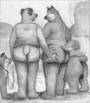  anthro balls barely_visible_genitalia bd bear black_and_white butt butt_grab canine clothing collar dog erection feral fox fur hand_on_butt humanoid_penis leash looking_at_butt love_handles male male/male mammal monochrome nude pencil_(artwork) penis shirt slightly_chubby smile standing tank_top traditional_media_(artwork) whiskers 
