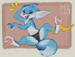  2018 4_toes anklet anthro blue_fur blush breasts canine clothed clothing digital_media_(artwork) eyes_closed feathers female fennec foot_focus fox fur hindpaw jewelry laugh mammal multicolored_fur navel open_mouth panties partially_clothed pawpads paws pink_nose reign-2004 simple_background sitting solo spread_toes teeth tickling tickling_feet toes tongue topless underwear white_fur 