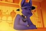  anthro black_eyes buckteeth cheek_tuft clothed clothing collar eyeliner female front_view fully_clothed fur hat jewelry katahane3 lagomorph looking_at_viewer makeup mammal open_mouth rabbit rabbit_shopkeeper solo teeth tuft undertale video_games white_fur 