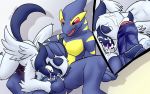  2018 absol anthro anthro_on_anthro azuraracon ball_fondling balls cum cum_in_mouth cum_inside duo erection fan_character fondling forced forced_oral glacial_wind humanoid_penis legendary_pok&eacute;mon lugia male male/male male_dominating masturbation nintendo oral penis pok&eacute;mon pok&eacute;mon_(species) sex video_games wings 