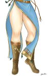  1girl boots braid dress fire_emblem fire_emblem:_rekka_no_ken green_hair legs long_legs lyndis_(fire_emblem) nintendo pelvic_curtain thick_thighs thighs 