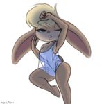  anthro big_ears blonde_hair blue_eyes breasts clothed clothing female fur hair half-closed_eyes huge_ears lagomorph light_fur lola_bunny long_ears looking_at_viewer looney_tunes mammal multicolored_fur one_eye_closed pink_nose rabbit sheer_clothing simple_background tan_fur tired translucent transparent_clothing two_tone_fur warner_brothers white_background wide_hips xylas 