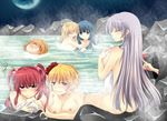  @_@ angry beatrice blonde_hair blue_eyes blue_hair blush breast_hold breasts brown_eyes cleavage closed_eyes eva_beatrice everyone frederica_bernkastel gaap hair_bobbles hair_ornament lambdadelta large_breasts long_hair multiple_girls murasakigo nipples nude onsen red_hair short_hair silver_hair sitting umineko_no_naku_koro_ni ushiromiya_ange virgilia water 