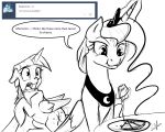  2015 duo eating english_text equine feathered_wings feathers female feral food friendship_is_magic horn mammal monochrome my_little_pony princess_luna_(mlp) silfoe text twilight_sparkle_(mlp) winged_unicorn wings 