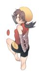  ass bandaged_arm bandages bare_shoulders barefoot bike_shorts black_hair blush bound bound_arms breasts cropped_legs crystal_(pokemon) earrings from_behind hair_tie hat jewelry jpeg_artifacts leg_up pokemon pokemon_(game) pokemon_gsc pokemon_special red_eyes red_shirt shiny shiny_hair shirt simple_background sleeveless sleeveless_shirt small_breasts solo standing standing_on_one_leg star tied_hair tied_up twintails white_background yellow_hat zuizi 