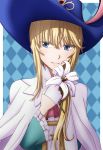  blonde_hair blue_eyes cape chevalier_d'eon_(fate/grand_order) commentary_request fate/grand_order fate_(series) flower gloves hasebe_akira hat lily_(flower) long_hair solo white_cape white_flower white_gloves white_lily 