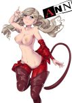  animeflux bodysuit nipples no_bra nopan open_shirt persona_5 pussy tail takamaki_ann thighhighs transparent_png uncensored 