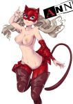  animal_ears animeflux bodysuit nekomimi nipples no_bra nopan open_shirt persona_5 pussy tail takamaki_ann thighhighs transparent_png uncensored undressing 