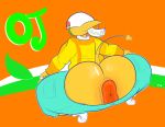  alien ami anus beverage big_anus big_butt butt crouching female not_furry oil orange_juice ota_(artist) puffy_anus 