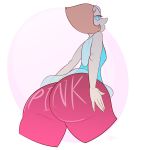  absurd_res alien big_butt breasts butt cartoon_network clothed clothing female gem_(species) hi_res humanoid looking_at_viewer looking_back not_furry ota_(artist) pearl_(steven_universe) rear_view signature solo steven_universe 