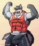  blush brown_eyes bulge canine clothed clothing fur grey_fur male mammal muscular muscular_male open_mouth penis_outline red_dragon_roar underwear wolf yawn 