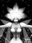  absurdres aiko_mitsune artist_name dress greyscale grin highres looking_down monochrome shiny shiny_hair smile solo steven_universe white_diamond_(steven_universe) white_skin 