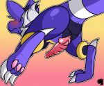  animal_genitalia anus blush claws dragon erection feral galaxy_dragon genital_slit hi_res knot male neo_(character) neoarcadianx penis purple_skin rear_view scalie slit solo sweat toe_claws 