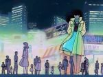  1girl 80s animated animated_gif black_hair city crowd oldschool solo source_request walking 