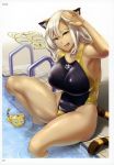  animal_ears soba swimsuits tagme tail wet 
