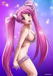  1_female 1_girl 1_human 1girl akame_ga_kill! areolae bra breasts breasts_outside exposed_breasts female female_human female_only hair human human_only long_hair looking_at_view medium_breasts nipples panties panty_pull pink_eyes pink_hair solo twintails underwear very_long_hair 