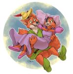  2018 anthro black_nose canine clothed clothing digital_media_(artwork) disney female fox fur hat headdress hi_res maid_marian male mammal robin_hood robin_hood_(disney) teaselbone 