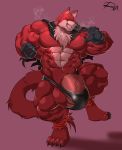  anthro balls big_balls canine clothing gloves huge_balls hyper hyper_balls hyper_muscles hyper_penis male mammal muscular open_mouth penis reclamon smile solo standing underwear vein 