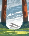  asuteroid backpack bag commentary_request day from_behind highres iris_(asuteroid) landscape mountain mountainous_horizon no_humans original outdoors pillar scenery torii 