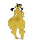  2017 bandage big_butt black_hair breasts butt digital_media_(artwork) ear_piercing female freckles hair hand_on_hip huge_butt humanoid long_hair looking_at_viewer looking_back not_furry nude orc orchidea piercing pigtails pointy_ears rear_view red_eyes sharp_teeth side_boob simple_background slb solo standing teeth thick_thighs tusks white_background wide_hips yellow_sclera 