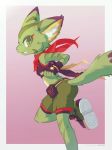  ancesra anthro breasts carol_tea clothed clothing feline female freedom_planet freedom_planet_2 fur green_eyes green_fur mammal scarf simple_background small_breasts solo video_games wildcat 