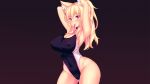  animal_ears blonde_hair breasts cleavage erect_nipples fast-runner-2024 gradient long_hair original red_eyes swimsuit tiffy 