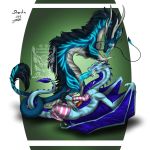  2018 anthro claws digital_media_(artwork) dragon drerika fellatio fur furred_dragon horn male male/male nude oral penis sex simple_background 