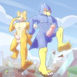  absurd_res anthro balls canine city destruction erection falco_lombardi feet fox fox_mccloud glomiagui hi_res humanoid_penis macro male mammal nintendo nude penis star_fox stomping video_games wolf wolf_o&#039;donnell wolfen 