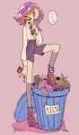  ... 1girl kaneko_sake monster_girl octopus original pointy_ears spoken_ellipsis tentacle_hair trash_can 