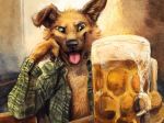  2014 alcohol anthro beer beverage black_nose canine clothed clothing dog green_eyes kenket mammal open_mouth solo tongue tongue_out 