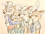  &quot;honest&quot;_john_foulfellow 2018 anthro black_nose br&#039;er_fox canine clothed clothing disney fox fur group hat hi_res male mammal nick_wilde robin_hood robin_hood_(disney) simple_background song_of_the_south uochandayo zootopia 