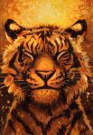  2014 eyes_closed feline feral fur kenket mammal pink_nose solo striped_fur stripes tiger whiskers 
