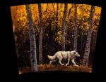  black_nose canine dog falling_leaves feral fur kenket mammal outside solo tree white_fur 