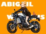  abigail_williams_(fate/grand_order) alsielmk bandage blonde_hair blue_eyes bow fate/grand_order fate_(series) loli motorcycle orange teddy_bear 