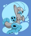  anthro areola barboach blue_background breasts empty_eyes female nintendo nipples one_eye_closed pink_areola pink_nipples pok&eacute;mon pok&eacute;mon_(species) simple_background small_breasts solo thejunkbag video_games wink 