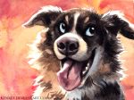  2014 ambiguous_gender black_nose canine dog feral kenket mammal solo teeth tongue tongue_out traditional_media_(artwork) 