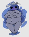  arthropod beetle big_breasts blue_background blue_exoskeleton blush breasts bretta_(hollow_knight) female grey_areola grey_skin hollow_knight insect pussy simple_background solo thejunkbag white_background 