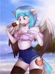  anthro beach blue_hair blush bra breasts cleavage clothed clothing cutie_mark dessert detailed_background dripping equine eyebrows eyelashes fan_character feathered_wings feathers female folded_wings food hair hi_res ice_cream jewel_blue_(cloppermania) legwear looking_down mammal multicolored_hair my_little_pony nath navel open_mouth outside parent pegasus seaside short_hair shorts signature solo standing stockings thigh_highs tongue tongue_out two_tone_hair underwear white_feathers wings 