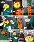  2016 anthro cat caught chance_furlong comic covering covering_self dialogue embarrassed feline jake_clawson male mammal mellos onomatopoeia peeing shower sound_effects swat_kats urine 