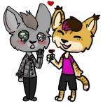  &lt;3 2016 ambiguous_gender arlen black_nose cervine clothed clothing digital_drawing_(artwork) digital_media_(artwork) duo feline flannel flower fully_clothed fur hair hotcoffee lynx mammal plant simple_background sketch smile tufted_deer venison_belevik white_background 