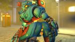  &lt;3 2018 3d_(artwork) absurd_res anus bckiwi big_butt blizzard_entertainment butt digital_media_(artwork) female glowing glowing_anus glowing_pussy hi_res horn looking_at_viewer machine nude omnic orisa_(overwatch) overwatch pussy robot solo source_filmmaker taur video_games 