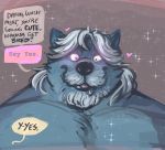  &lt;3 2018 anthro beard canine dialogue domination dramamine drooling english_text facial_hair hair hypnosis male male_domination mammal mature_male mind_control mustache nude pecs saliva solo sparkle text white_hair wolf wraywolfe 