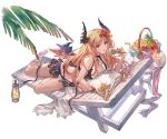  apple bangs bare_legs barefoot basket beach_chair bikini blonde_hair bracelet breasts brown_eyes candle choker cleavage cream cup dark_angel_olivia drinking_glass drinking_straw flower food fruit full_body gradient gradient_hair granblue_fantasy grapes hair_flower hair_ornament hibiscus holding horn ice_cream ice_cream_cone jewelry long_hair looking_at_viewer lying medium_breasts minaba_hideo multicolored_hair official_art on_stomach open_mouth orange orange_slice palm_leaf pillow pineapple red_hair shingeki_no_bahamut shiny shiny_hair solo swimsuit table transparent_background wings 