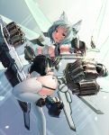  animal_ears aqua_eyes aqua_hair armpits asymmetrical_hair bangs boots breasts cat_ears cleavage commentary_request covered_nipples elbow_gloves eyebrows_visible_through_hair feet_out_of_frame garter_straps gloves hair_ornament highres leg_up leotard long_hair looking_at_viewer mecha_musume mechanical_arms mechanical_wings medium_breasts natori_youkai open_mouth original sideboob solo standing standing_on_one_leg thighhighs white_legwear wings 